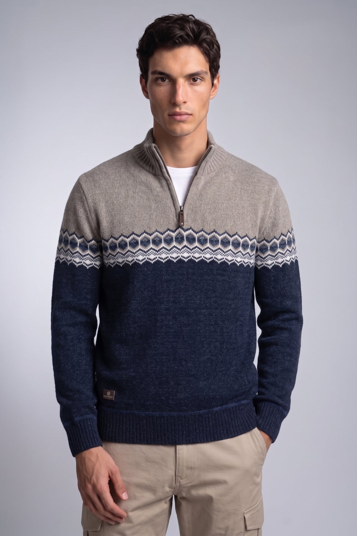 POINT ZERO - BONDED CHENILLE MOCK NECK SWEATER