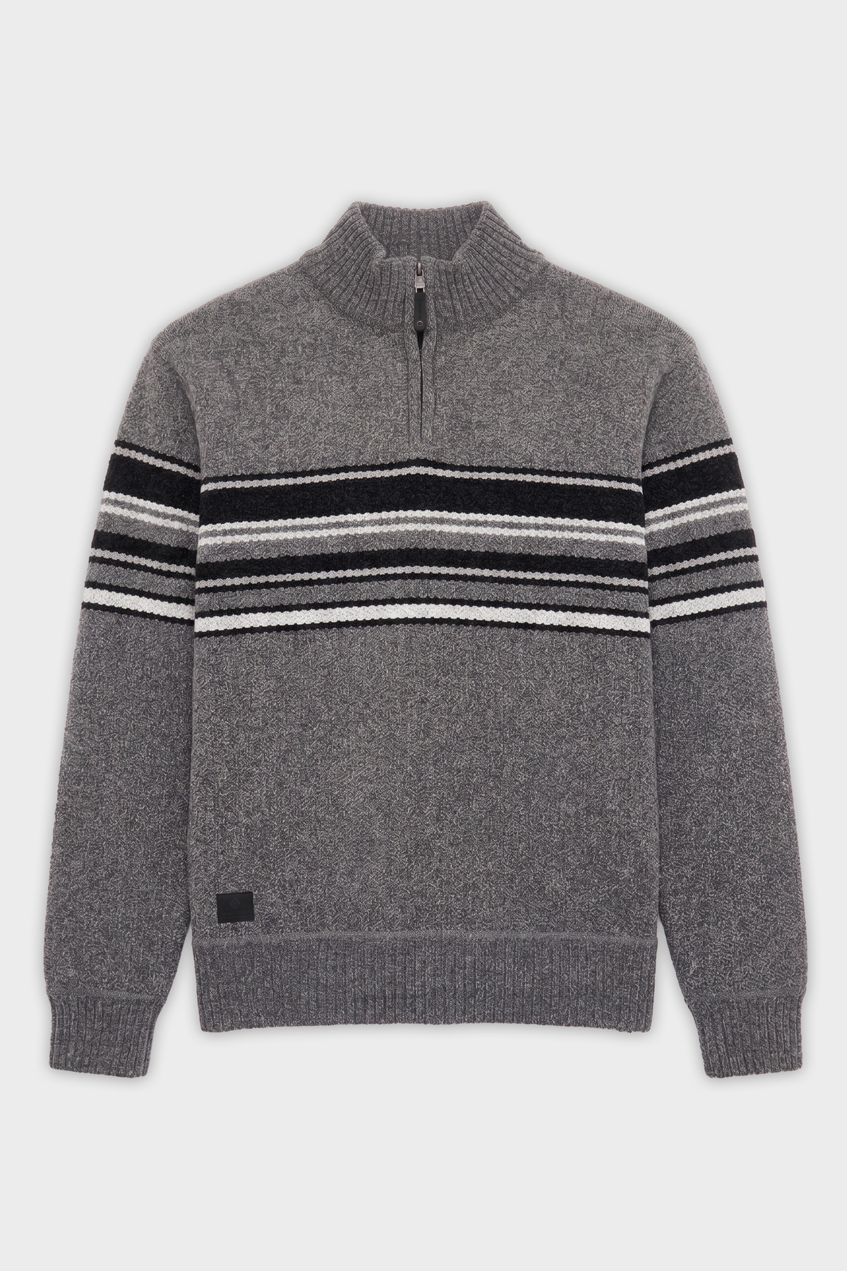 POINT ZERO - BONDED CHENILLE MOCK ZIP SWEATER