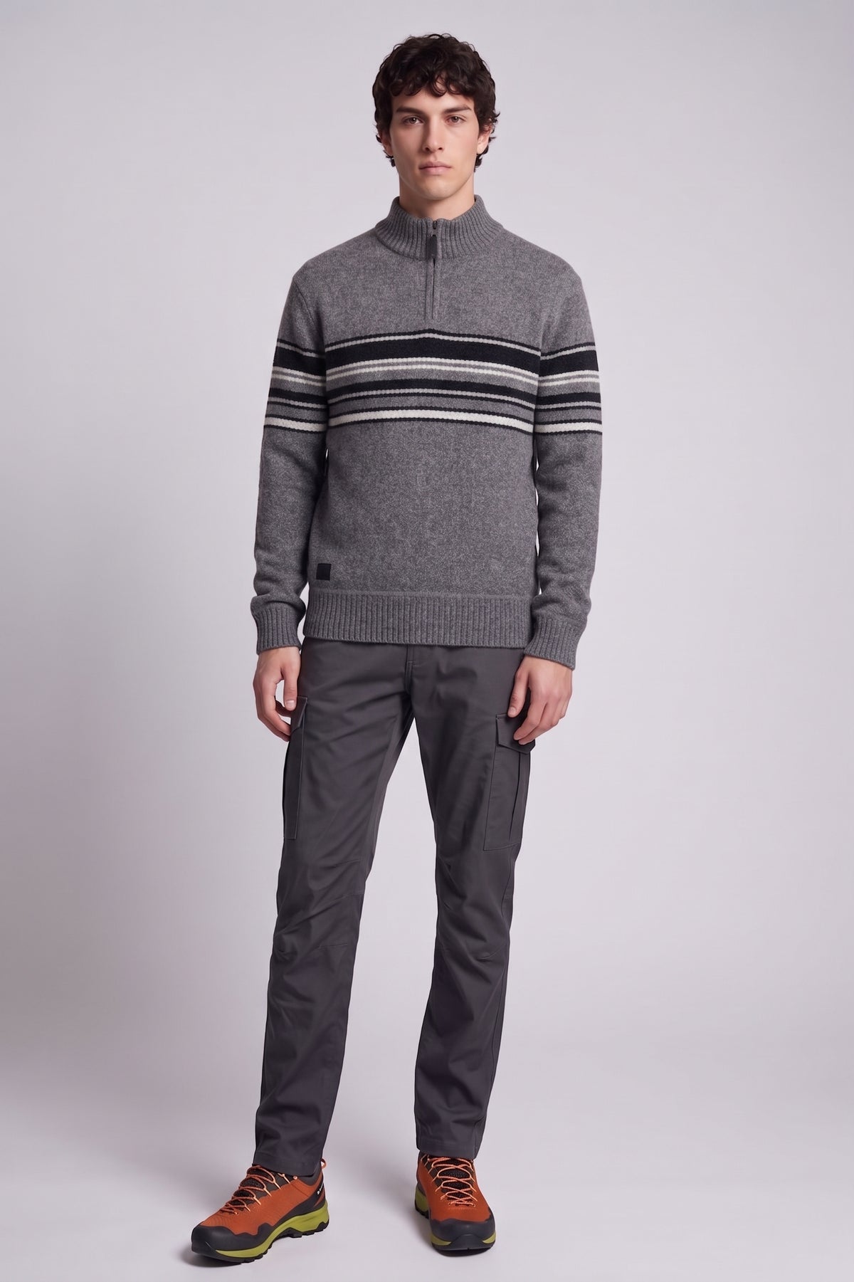 POINT ZERO - BONDED CHENILLE MOCK ZIP SWEATER