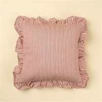 INDABA - 20X20 RED TICKING RUFFLE PILLOW