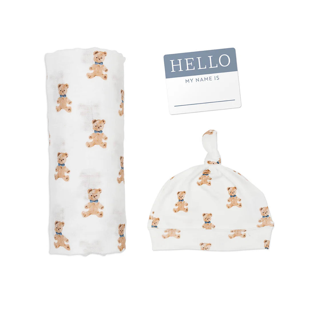 LULUJO - HELLO WORLD BLANKET + KNOTTED HAT VINTAGE BEAR