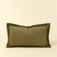 INDABA - 21X12 CORDED VELVET EDGE PILLOW, MOSS