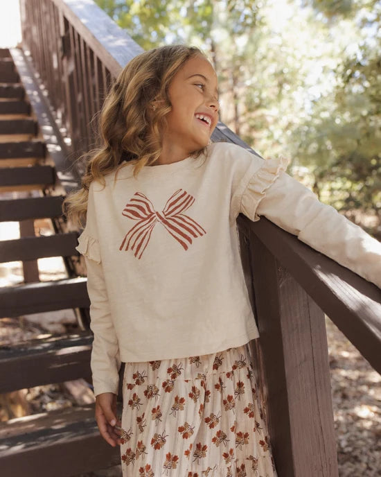 RYLEE + CRU - RUFFLE LONG SLEEVE BOW TEE