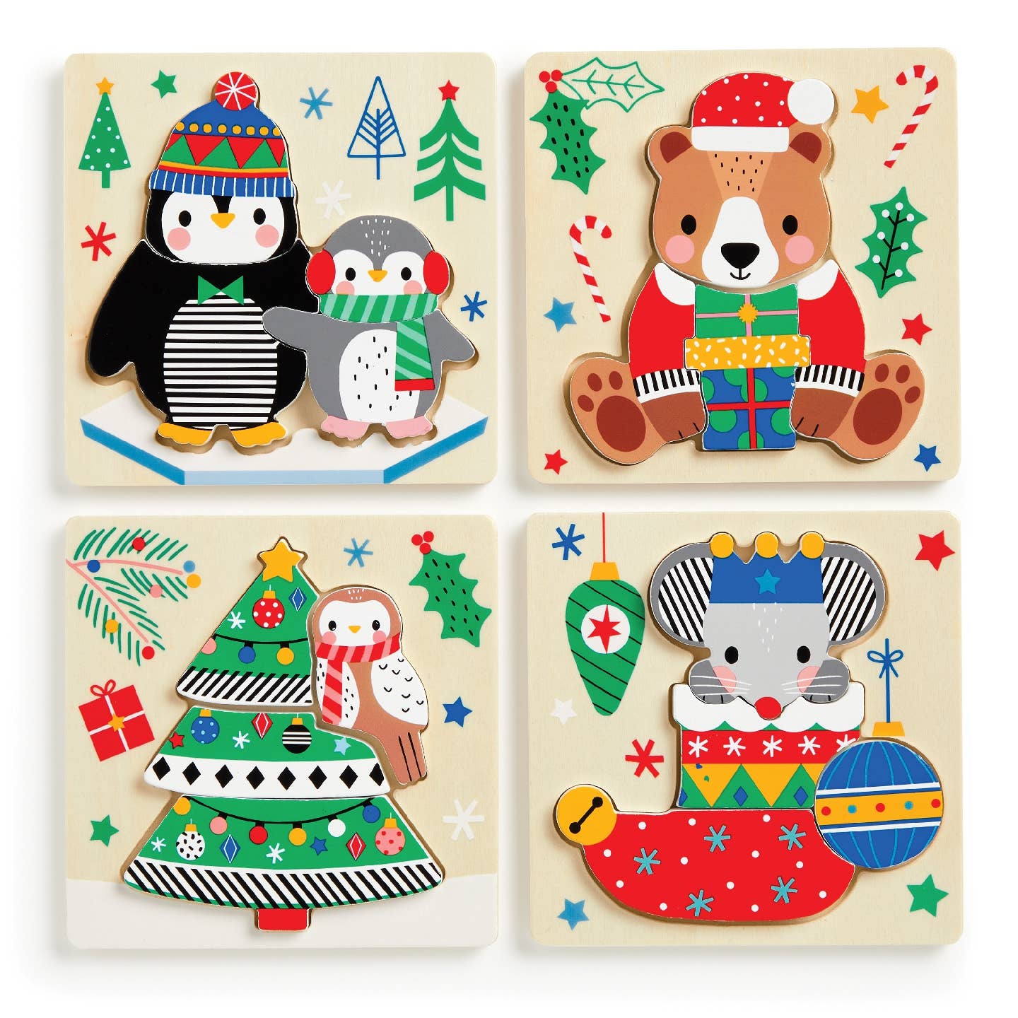 Christmas Set of 4 Wood Puzzles