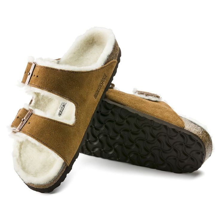 BIRKENSTOCK- ARIZONA SHEARLING SUEDE LEATHER SANDAL