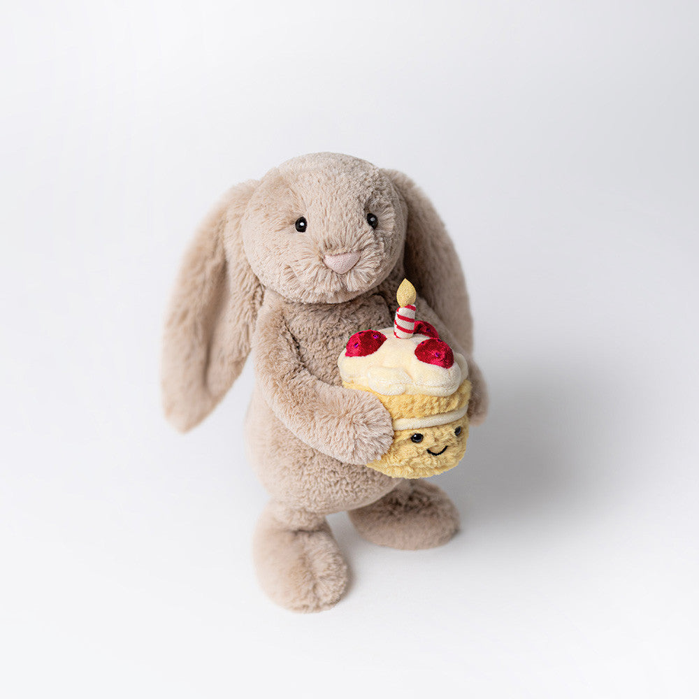 JELLYCAT - PLUSH TOY BASHFUL BEIGE BUNNY 'BIRTHDAY'