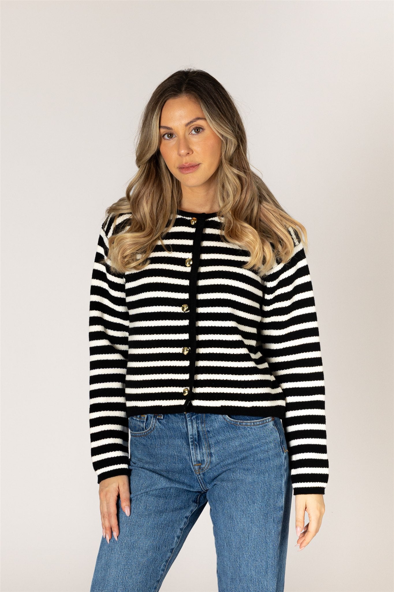 LYLA & LUXE - DEVON COTTON STRIPE CARDI