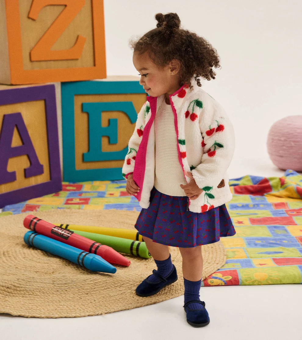 HATLEY - TODDLER CHERRIES MOCK NECK FAUX SHERPA JACKET