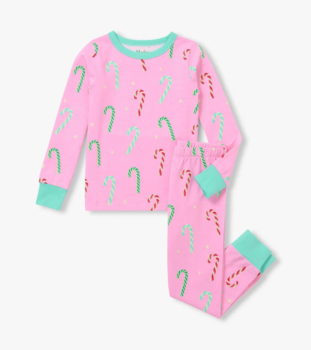 HATLEY - GIRLS PINK CANDY CANES PJ SET
