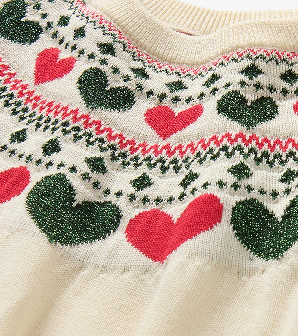 HATLEY - GIRLS HOLIDAY HEARTS SWING SWEATER DRESS