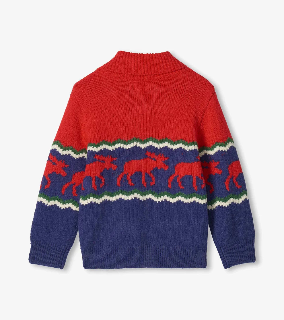 HATLEY - BABY HOLIDAY MOOSE PULLOVER SWEATER
