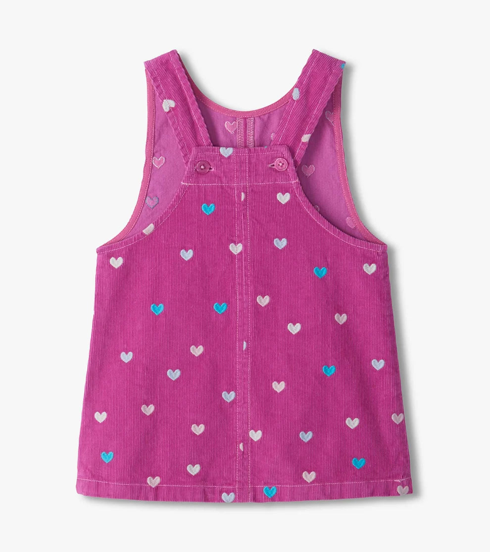 HATLEY - TODDLER TINY HEART EMBROIDERED FINE WHALE CORD PINAFORE