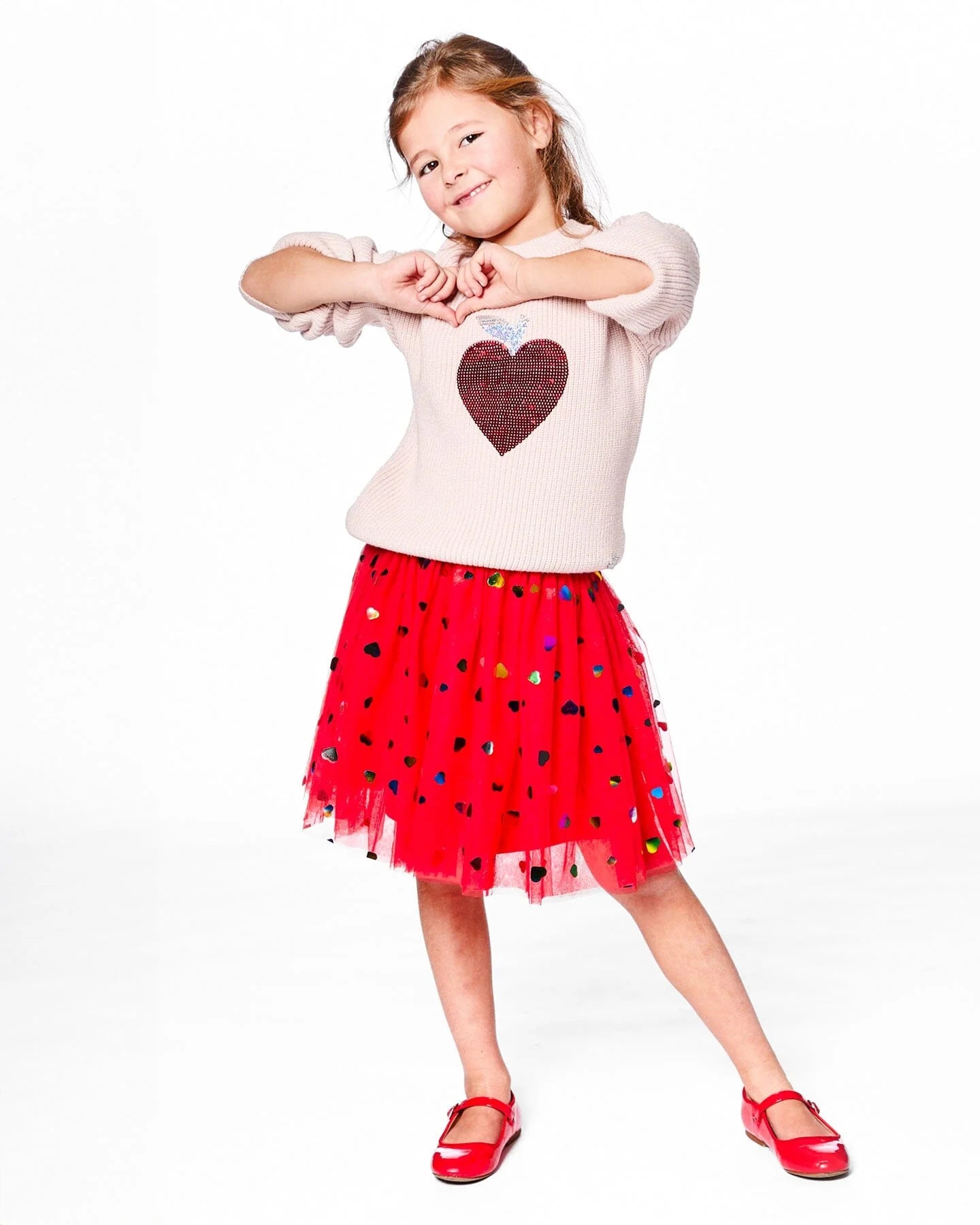 DEUX PAR DEUX - KIDS KNIT SWEATER W/SEQUIN HEART #H20IT72