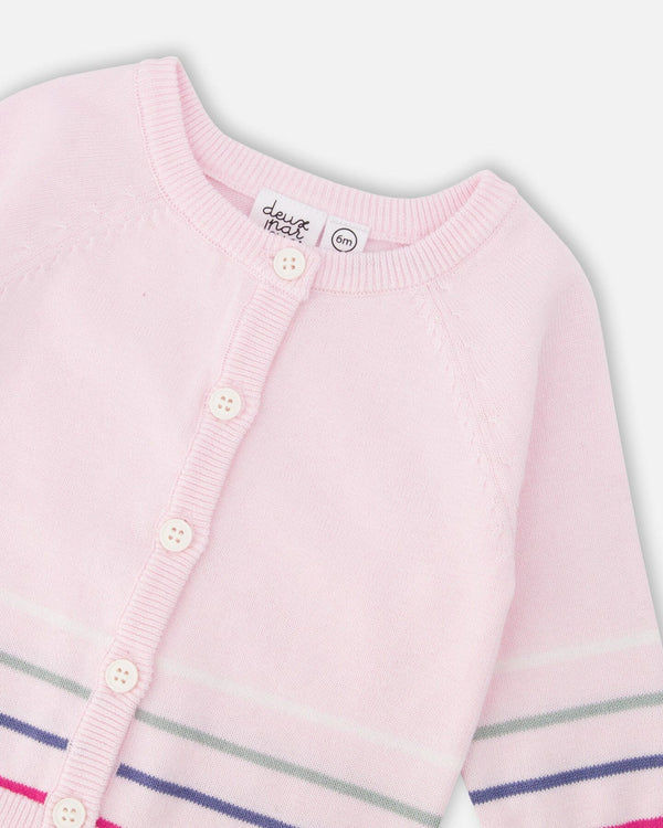 DEUX PAR DEUX - STRIPED BUTTON FRONT CARDIGAN