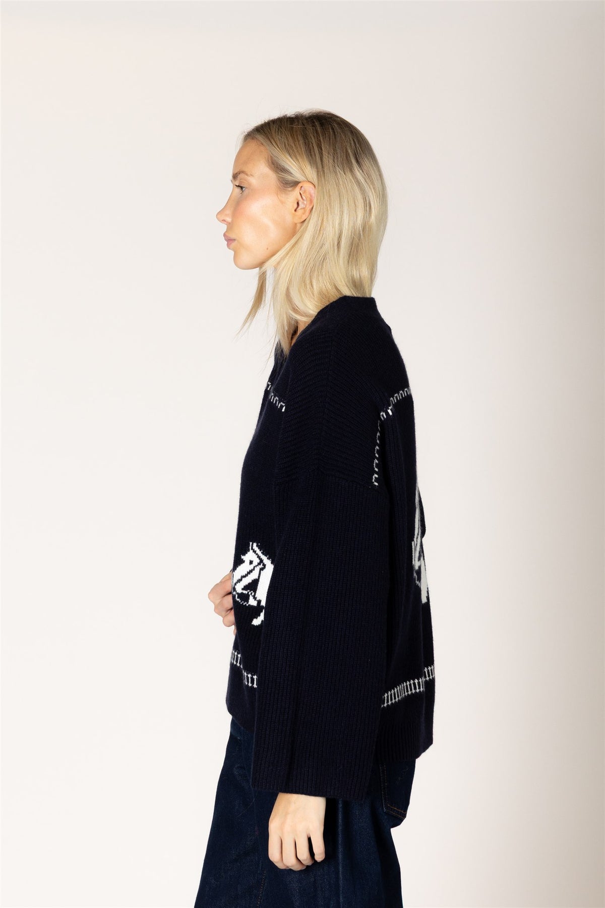 LYLA & LUXE - HOWDY FAIR ISLE HORSE PRINT OPEN CARDI