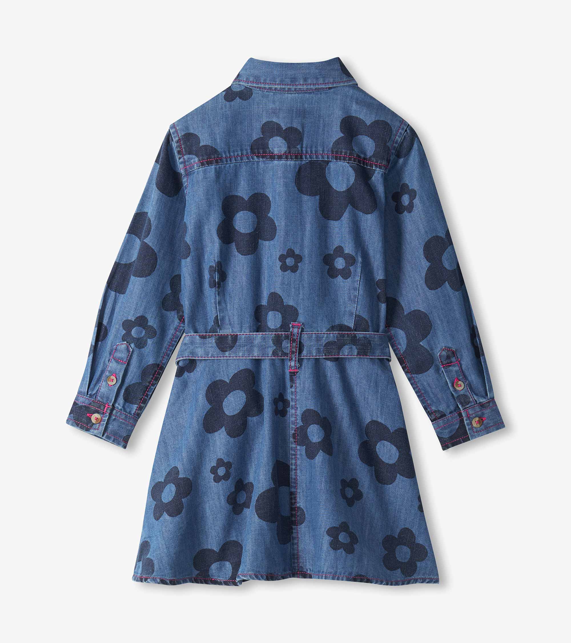 HATLEY - GIRLS BIG FLOWERS SWING JEAN DRESS