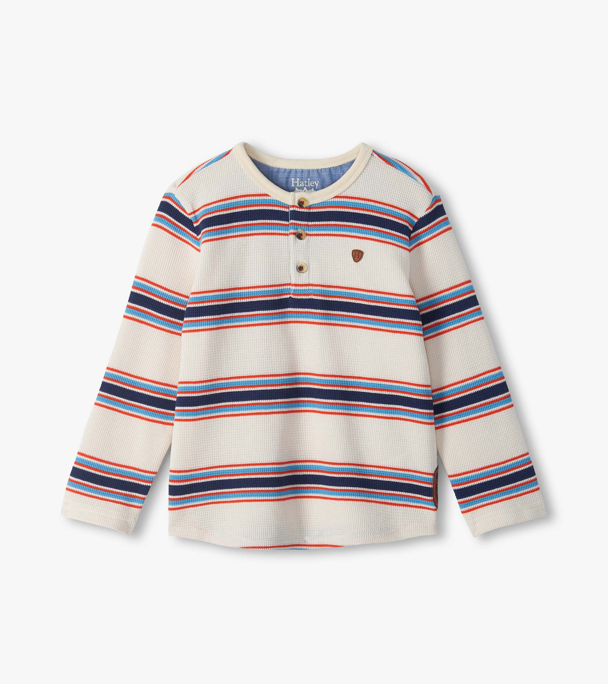 HATLEY - BOYS VARSITY STRIPE WAFFLE HENLEY