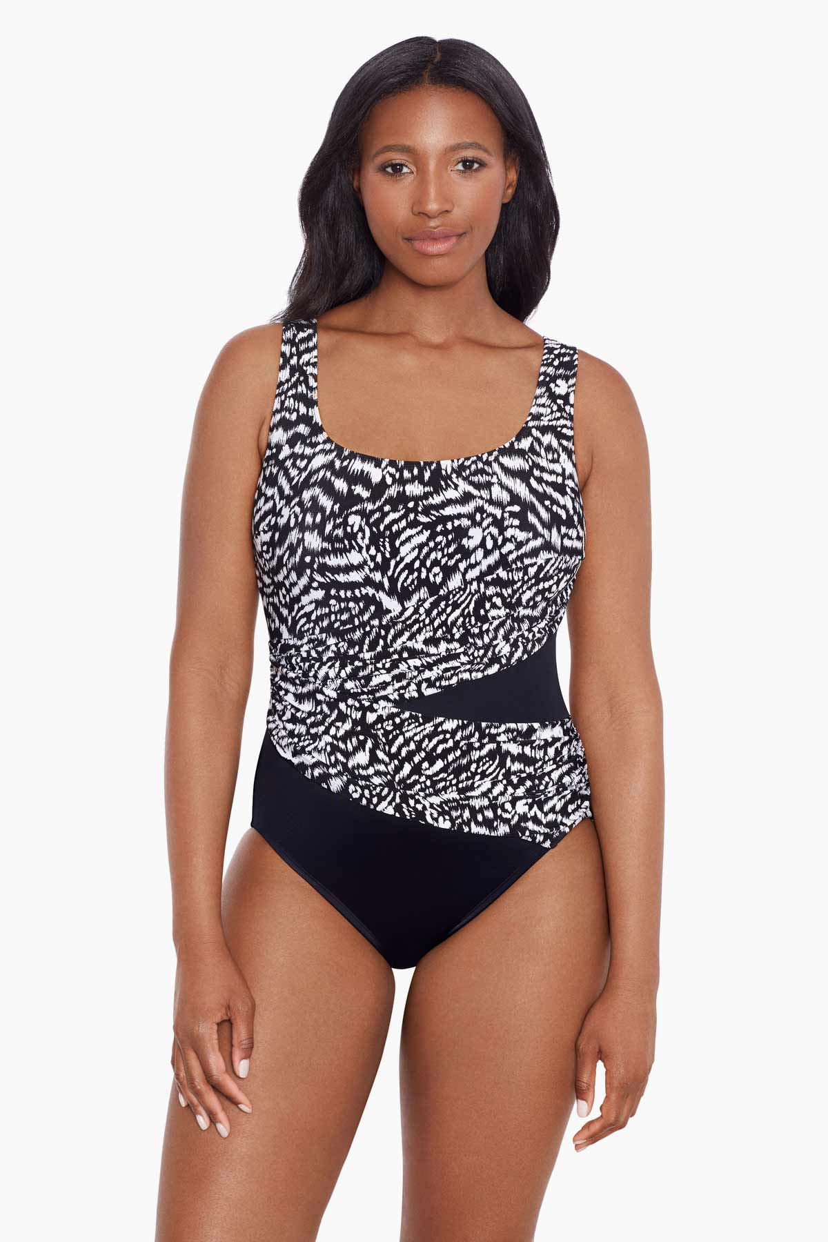 LONGITUDE- Wrap Sash Tank Long Torso One Piece Swimsuit