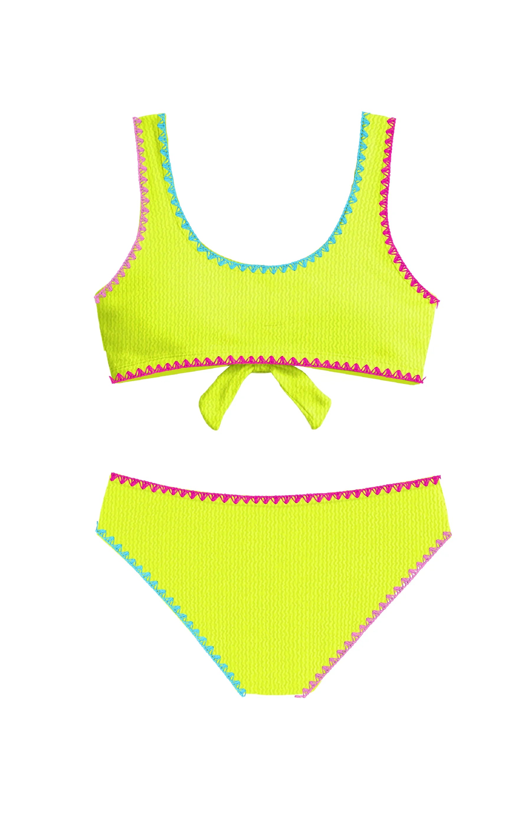 LIMEAPPLE -Izy Crinkle Tie Bikini with Embroidered Trim