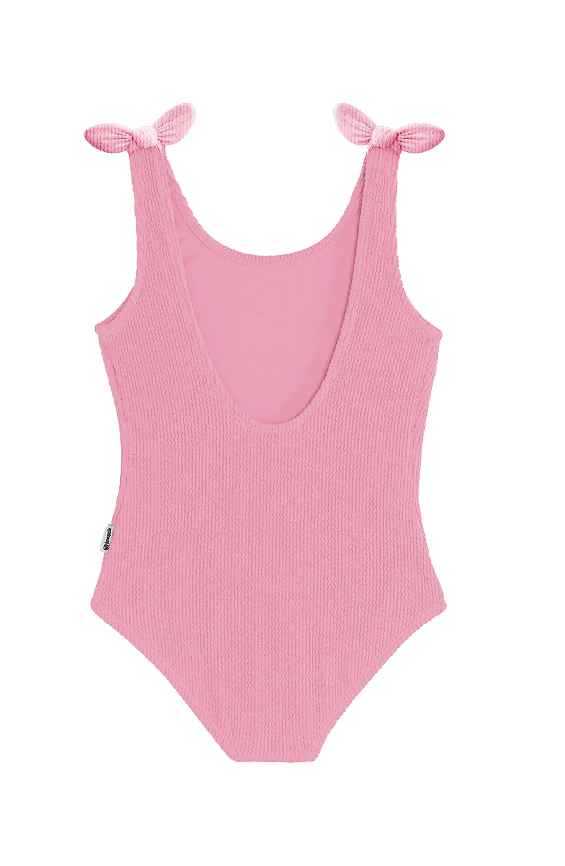 LIMEAPPLE -Kaya Crinkle Bow Tie One Piece - Candy Pink