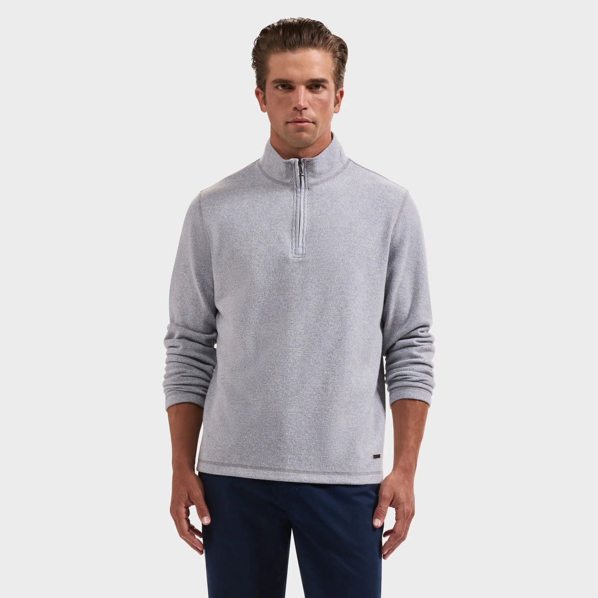 BUGATCHI - MEN'S MICRO STRIPE QUARTER-ZIP PULLOVER