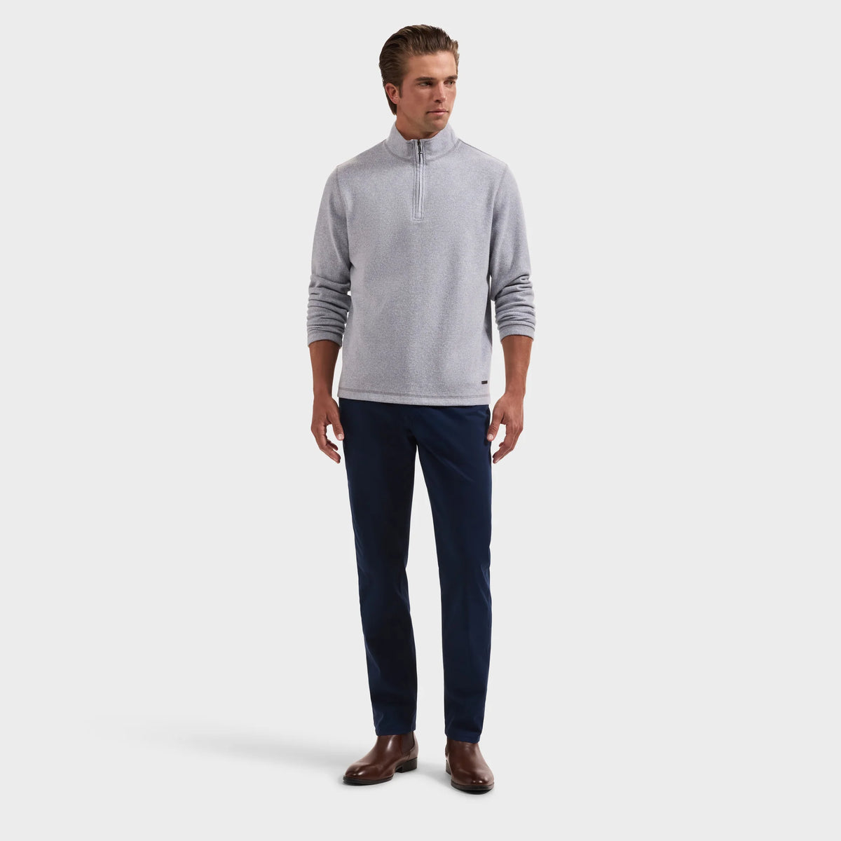 BUGATCHI - MEN'S MICRO STRIPE QUARTER-ZIP PULLOVER