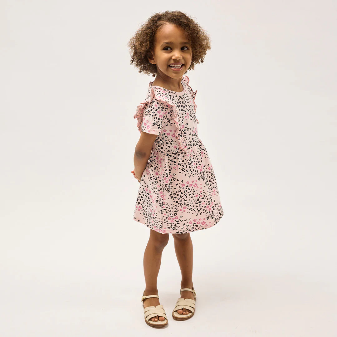 MILES THE LABEL - GIRL S/S DRESS KNIT-PINK LT. 26RMW02D02-K