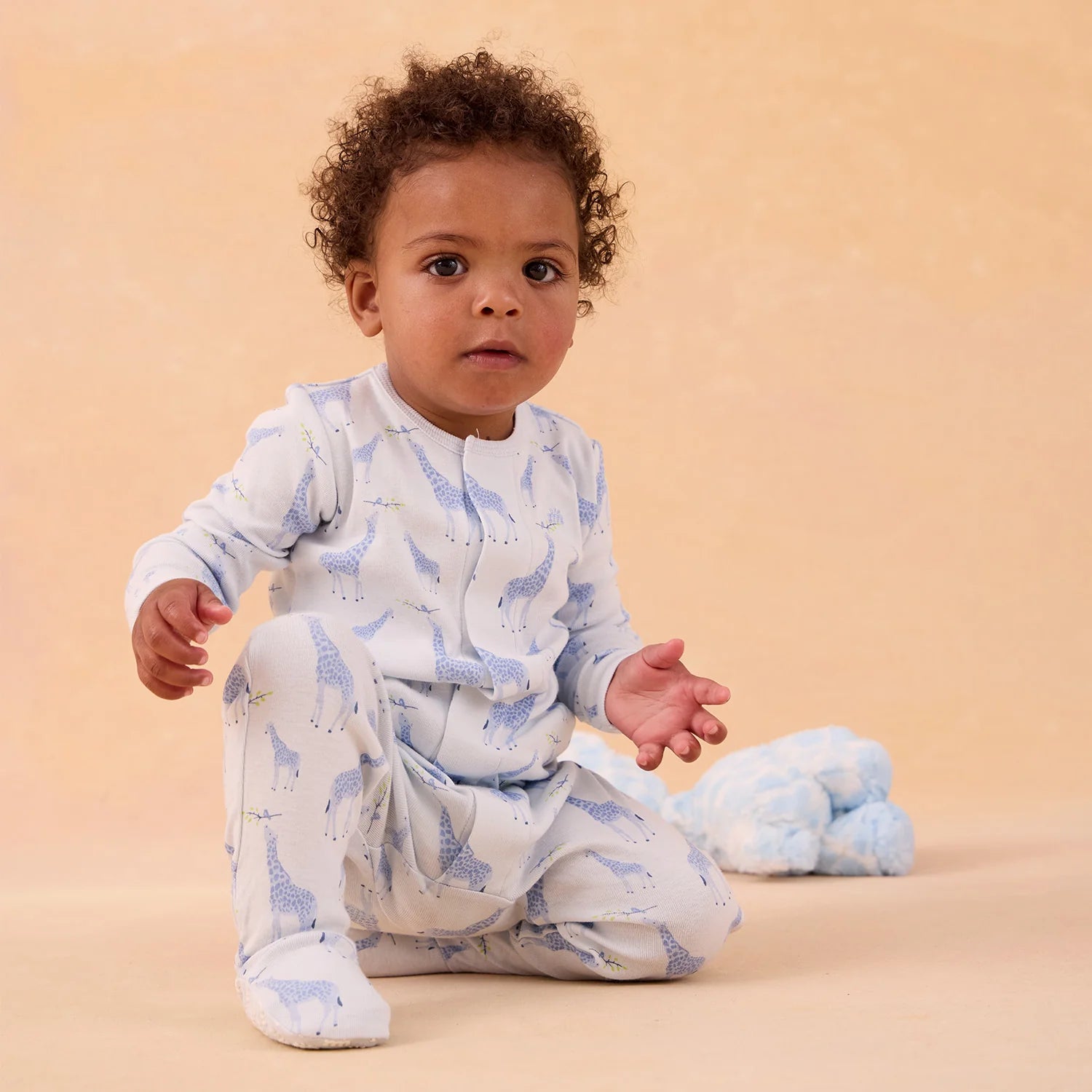 MAGNETIC ME - BLUE JOLIE GIRAFFE ORGANIC COTTON MAG FOOTIE