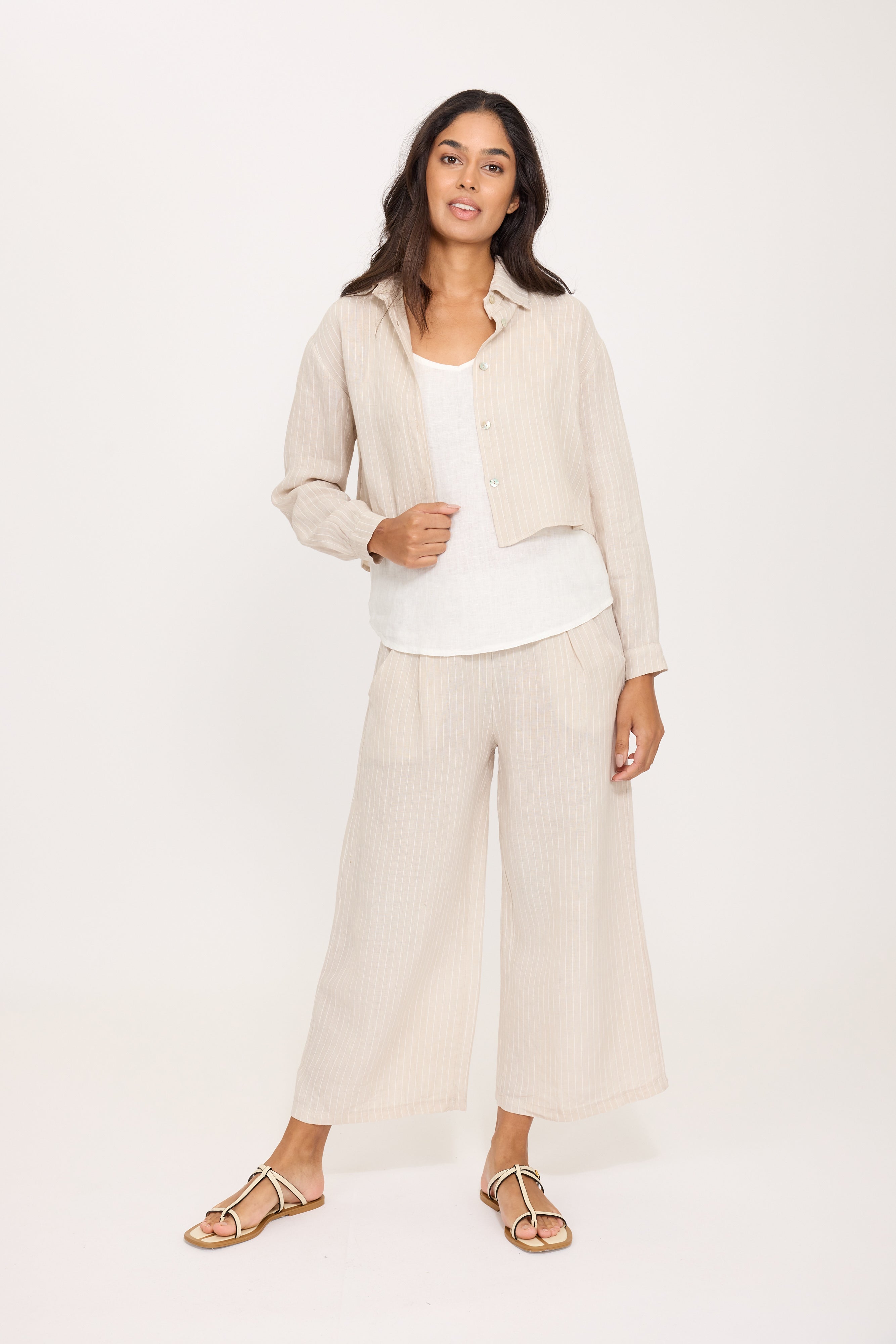 PISTACHE - CROPPED LINEN PANT R-14691