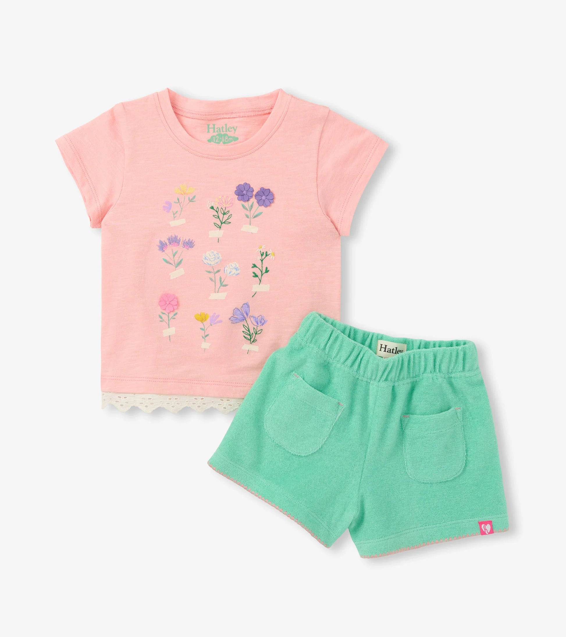 HATLEY - KIDS BLOSSOM EYELET TRIM TEE AND SHORT SET
