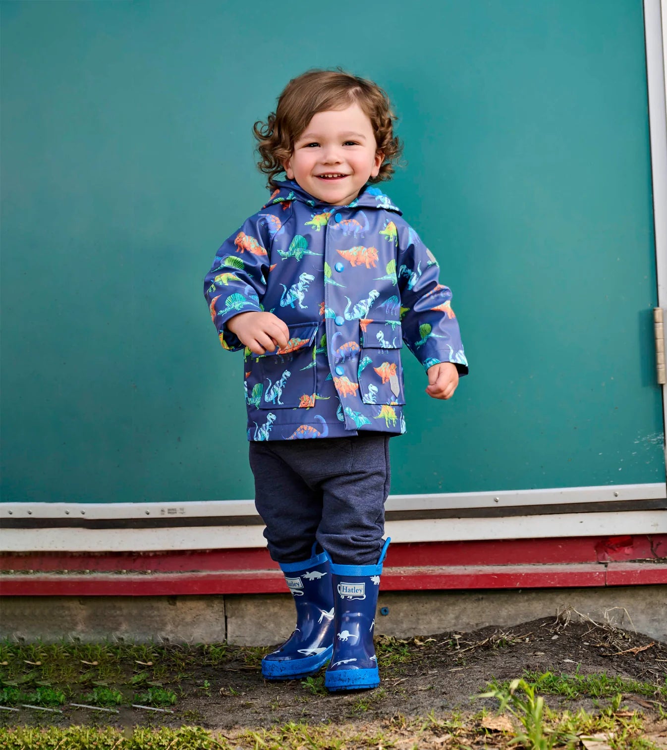 HATLEY - KIDS LITTLE DINOS RAIN BOOTS WITH HANDLES