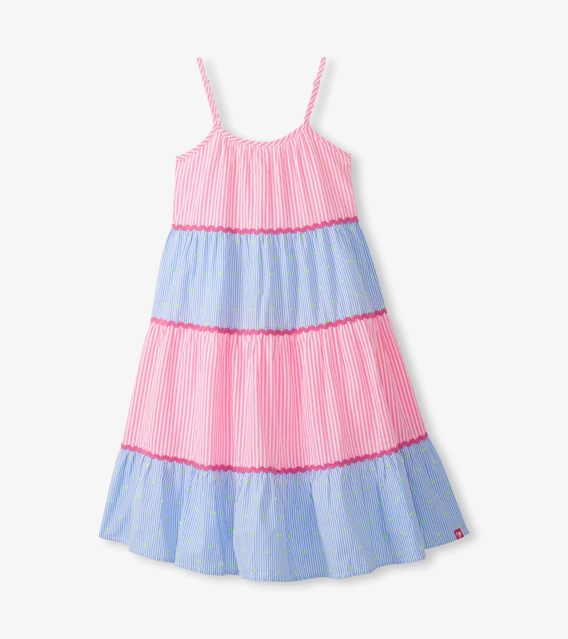 HATLEY - KIDS MIXED SEERSUCKER STRAPPY MIDI DRESS