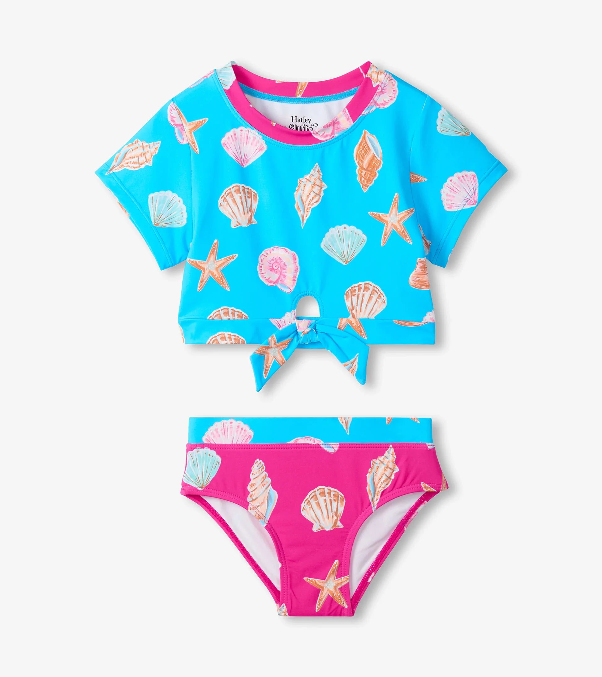 HATLEY - KIDS OCEAN SHELLS SHORT SLEEVE TANKINI SET