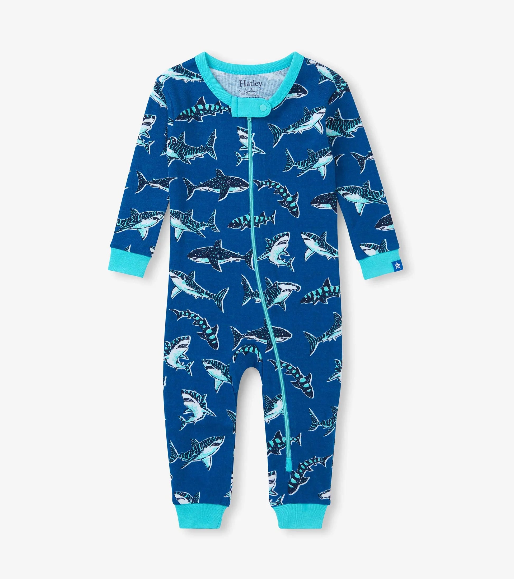 HATLEY - KIDS PATTERNED SHARKS COTTON COVERALL