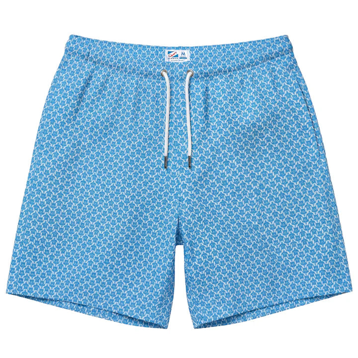 BERMIES - MEN'S TURTLE BLUE LONG SWIM SHORTS