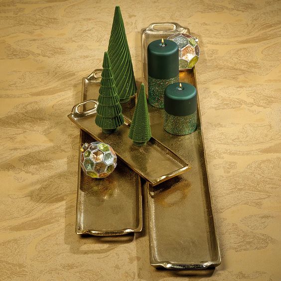 ZODAX- RECTANGULAR GOLD ALUMINUM TRAY - LARGE