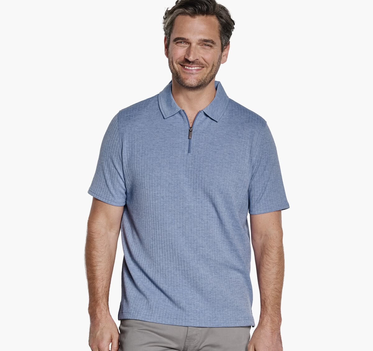 JOHNSTON & MURPHY - FINN RIBBED ZIP POLO
