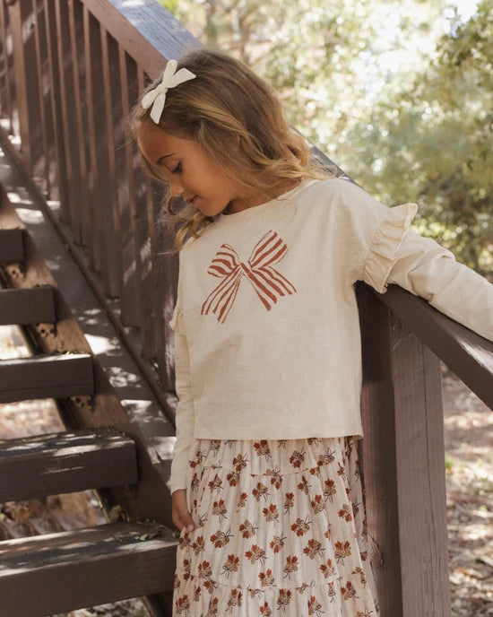 RYLEE + CRU - RUFFLE LONG SLEEVE BOW TEE