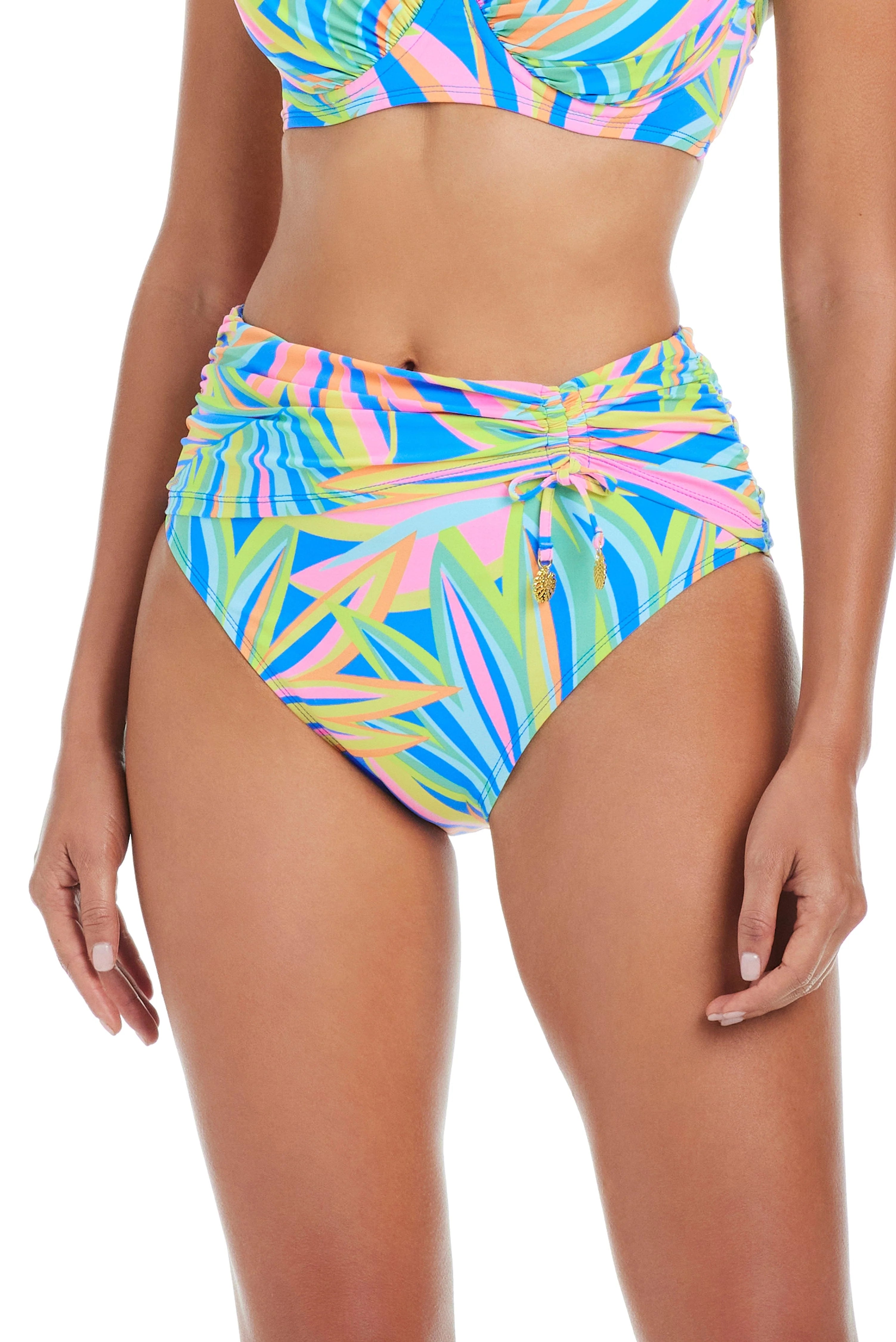BLEU- Women's On The Bright Side High Waisted Sarong Bikini Bottom