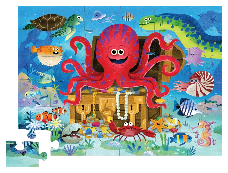 CROCODILE CREEK - 36-PC SHAPED BOX PUZZLE/OCTOPUS TREASURE