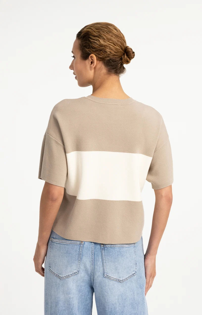YAYA - BLOCKSTRIPE SWEATER SHORT SLEEVE