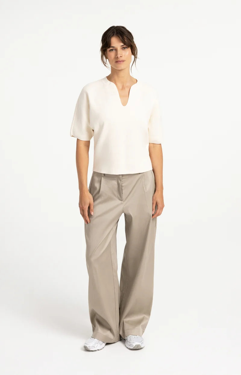 YAYA - KNITTED TOP WITH BOMBER COLLAR