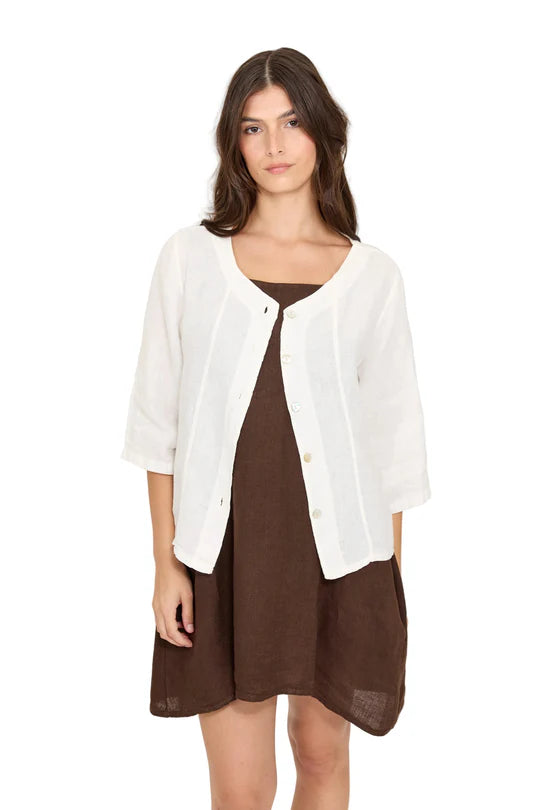 PISTACHE - LINEN JACKET W/ ROLL UP SLEEVES T-3569-1