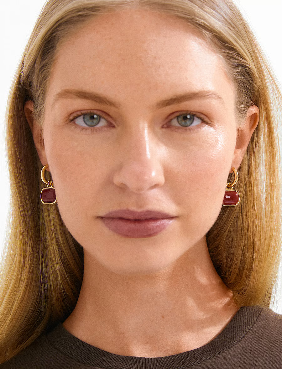 PILGRIM - NOW EARRINGS GOLD/RED