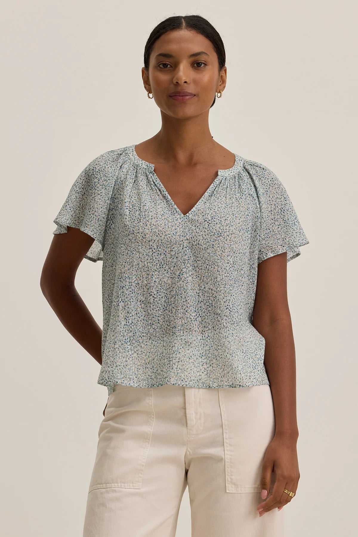 VELVET- WOMEN'S PARK PRINTED CRINKLE COTTON GAUZE TOP