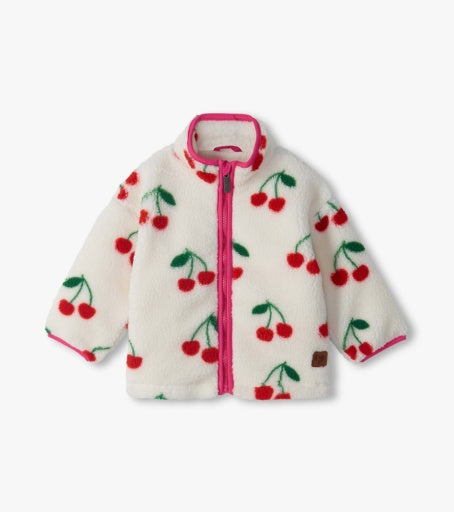 HATLEY - TODDLER CHERRIES MOCK NECK FAUX SHERPA JACKET