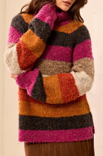 TRIBAL - L/S TURTLE NK SWEATER-MULBERRY
