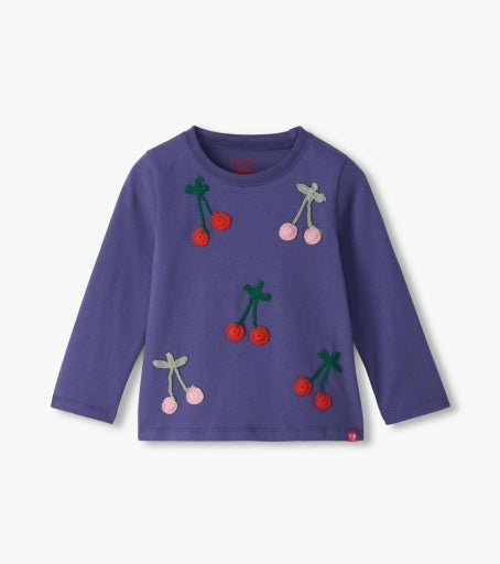 HATLEY - TODDLER SKIPPER BLUE CHERRIES GATHERED BACK TEE