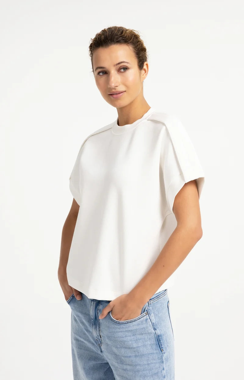 YAYA - SLEEVELESS SWEATSHIRT W/ PLEATED SHOULDER