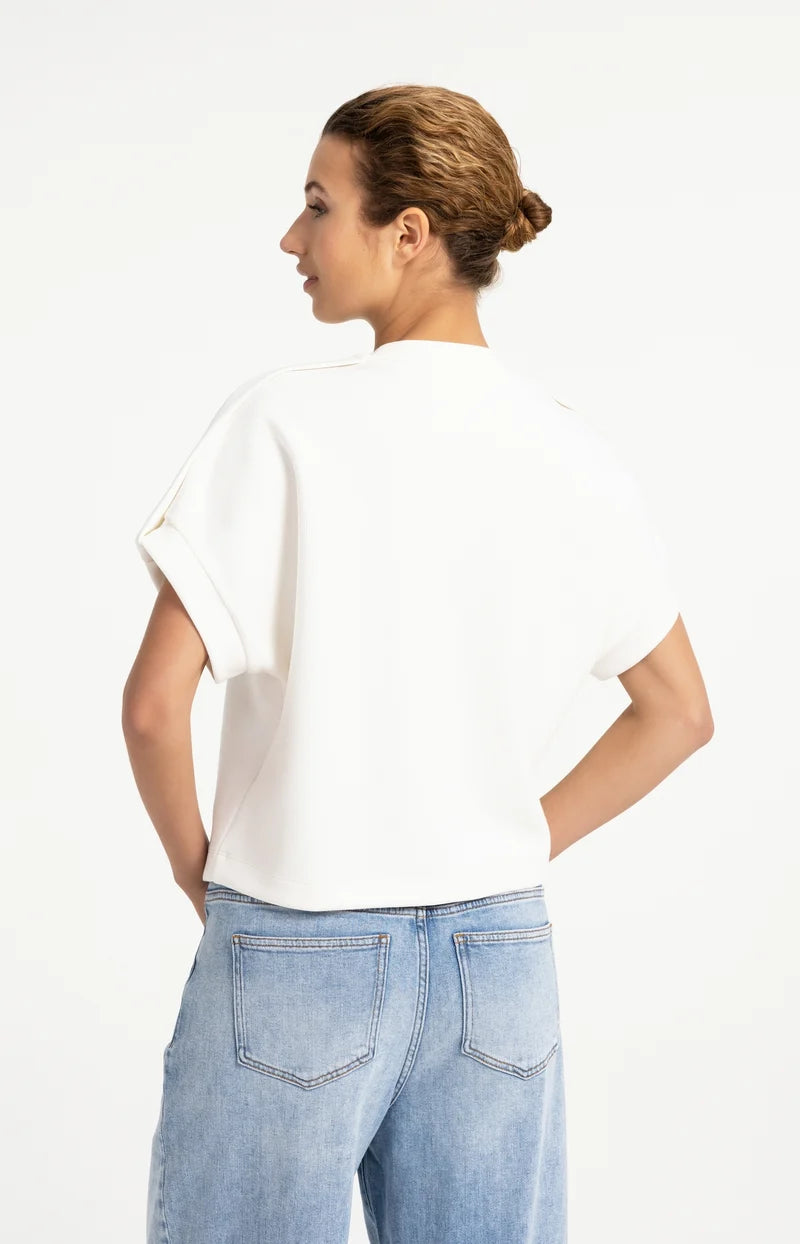 YAYA - SLEEVELESS SWEATSHIRT W/ PLEATED SHOULDER